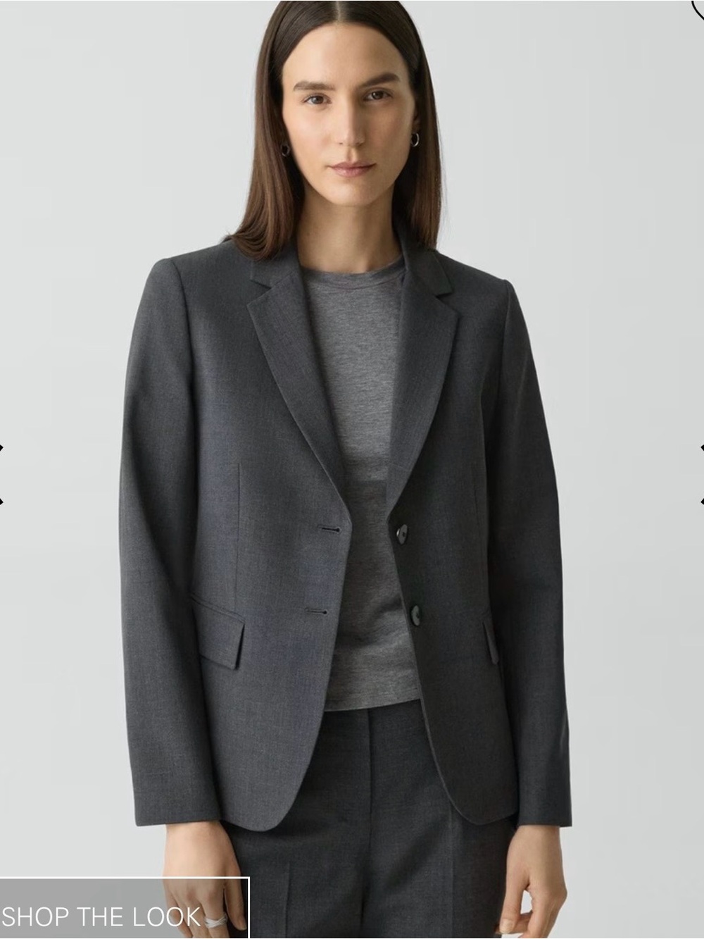 Theory carissa size 10 ,charcoal melange traceable Wool